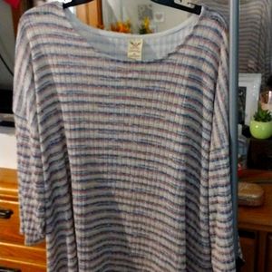 Plus size 4x short sleeve striped waffle tee shirt